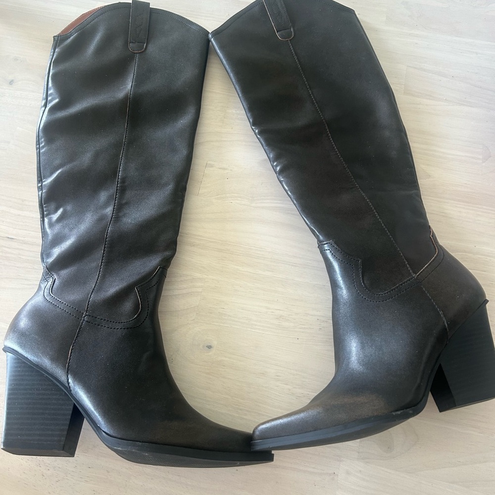 Dark Brown and High Heel Western Boots